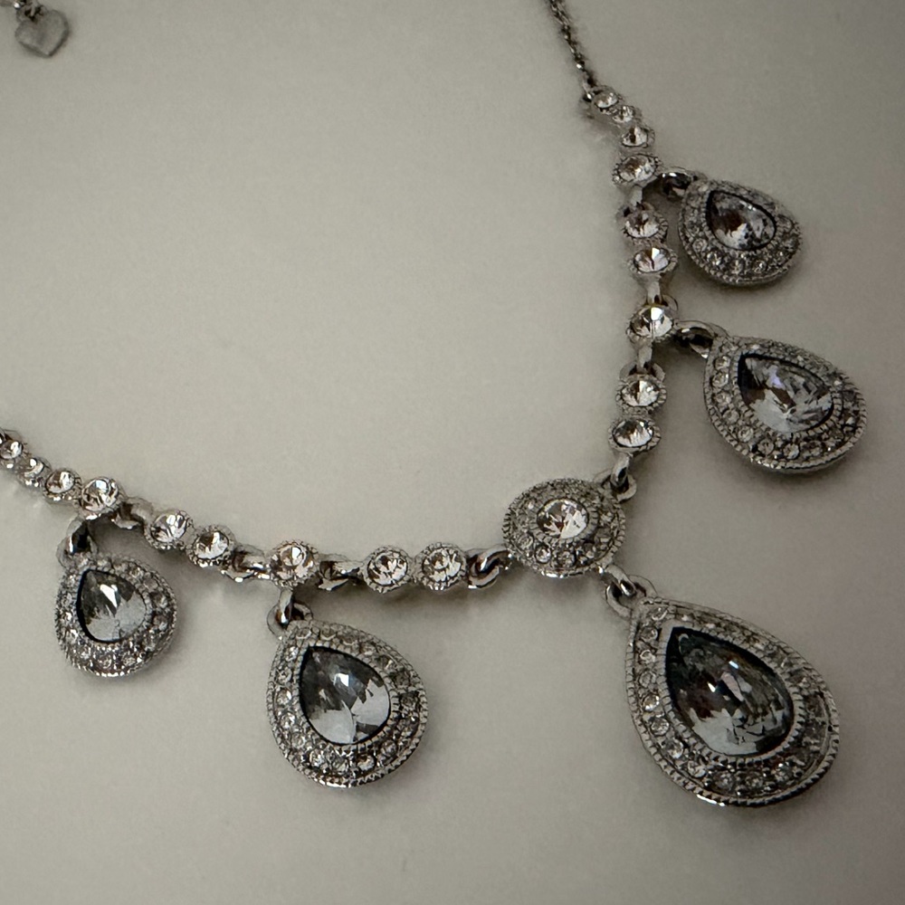 NWT Carolee New York Silver-Tone Teardrop Crystal Necklace - Silver